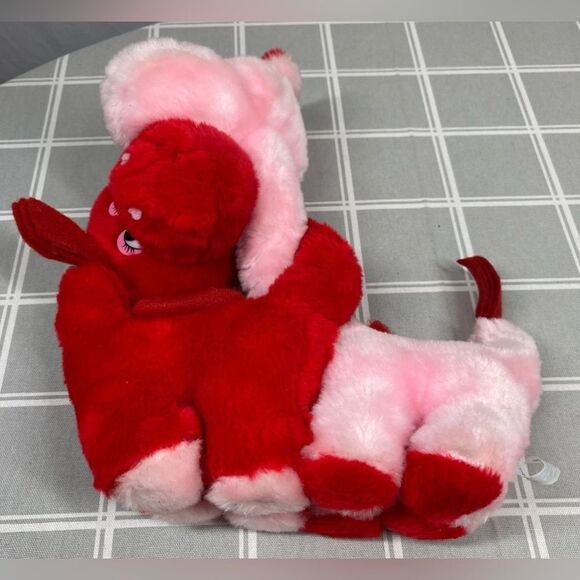 Vtg DanDee Plush Valentines Pink & Red Cross Neck Dinosaurs Loving Brontosaurus - Picture 7 of 13